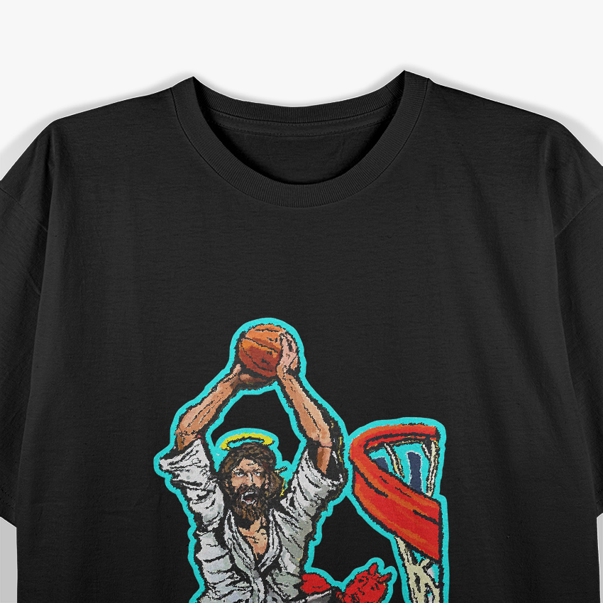 Not Today Satan Jesus Slams Devil Funny Basketball Christian T-Shirt