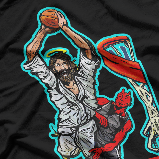 Not Today Satan Jesus Slams Devil Funny Basketball Christian T-Shirt