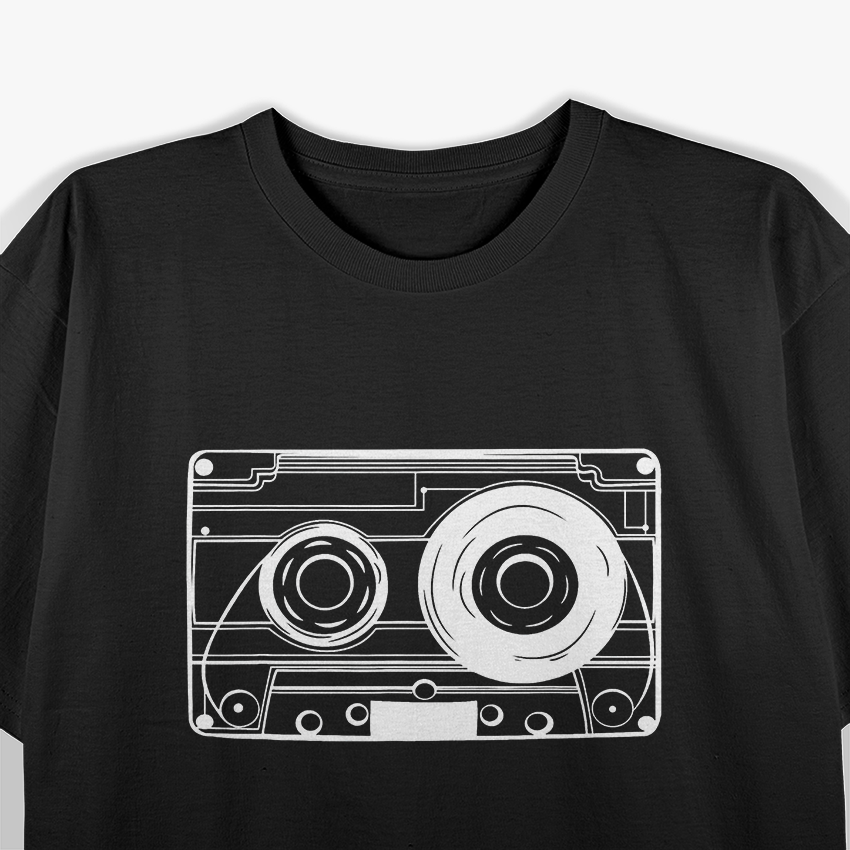 Retro Music Vintage Tape Graphic Sketch T-Shirt