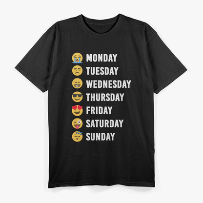 Weekdays Emoji, Funny Expressions T-Shirt