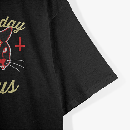 Not Today Jesus Hail Satanic Cat Dark Humor Metal T-Shirt