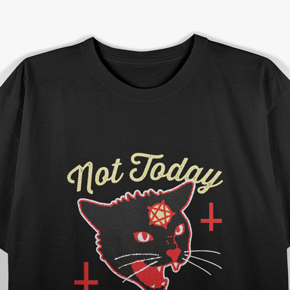 Not Today Jesus Hail Satanic Cat Dark Humor Metal T-Shirt