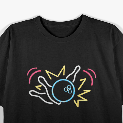 80s Retro Neon Sign Strike Bowling Vintage Bowling T-Shirt