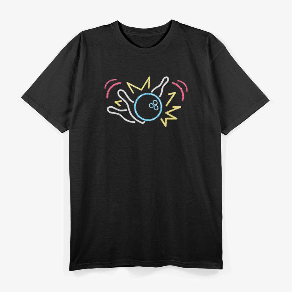 80s Retro Neon Sign Strike Bowling Vintage Bowling T-Shirt