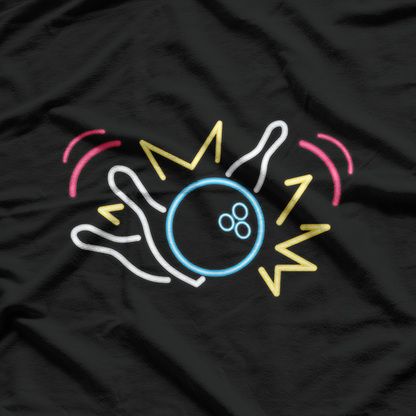 80s Retro Neon Sign Strike Bowling Vintage Bowling T-Shirt