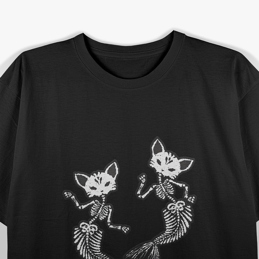 Cat Mermaid Skeleton Funny Mythical Kitty Halloween T-Shirt