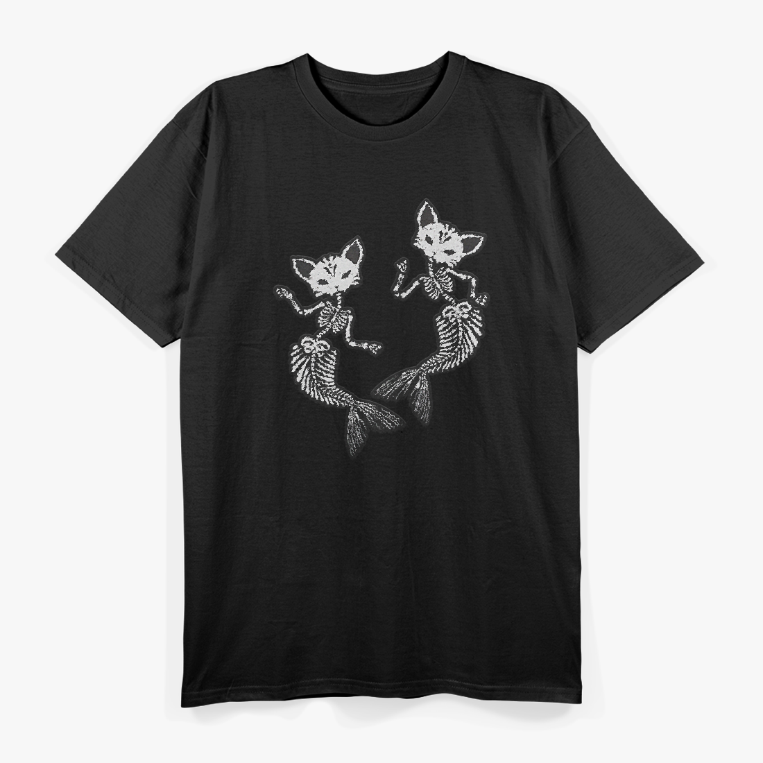 Cat Mermaid Skeleton Funny Mythical Kitty Halloween T-Shirt