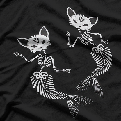 Cat Mermaid Skeleton Funny Mythical Kitty Halloween T-Shirt