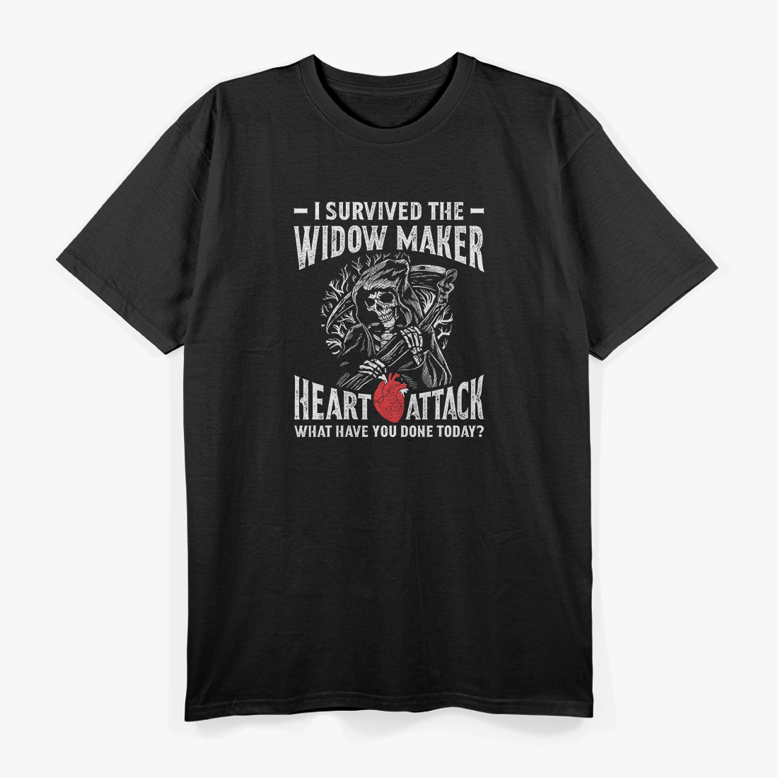 I Survived the Widow Maker Heart Attack Skull T-Shirt