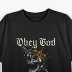 Obey God Defy Tyrants Skull Vintage Gothic T-Shirt