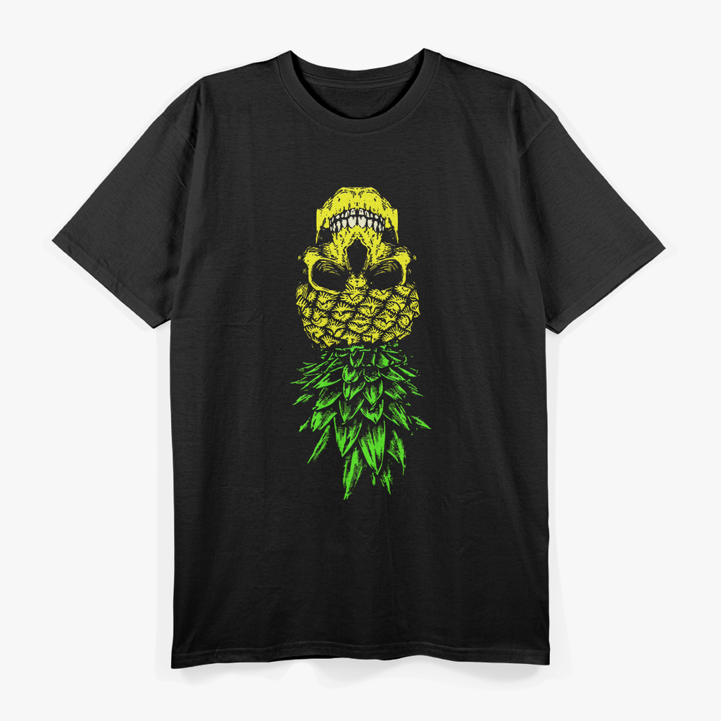 Retro Upside Down Pineapple Skull T-Shirt