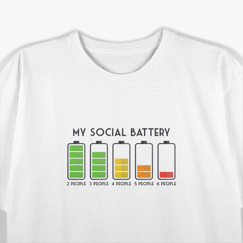 My Social Battery Low Funny Introvert Humor Recharge Mode T-Shirt