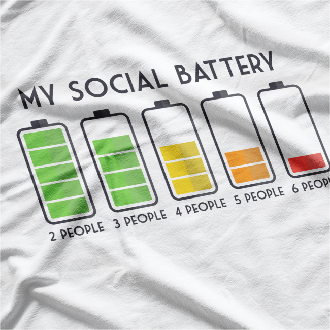 My Social Battery Low Funny Introvert Humor Recharge Mode T-Shirt