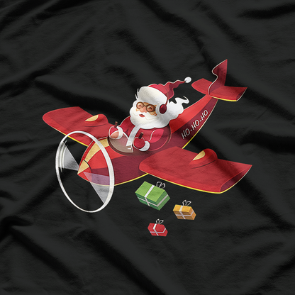 Christmas Santa Pilot – Flying Airplane Holiday Design T-Shirt