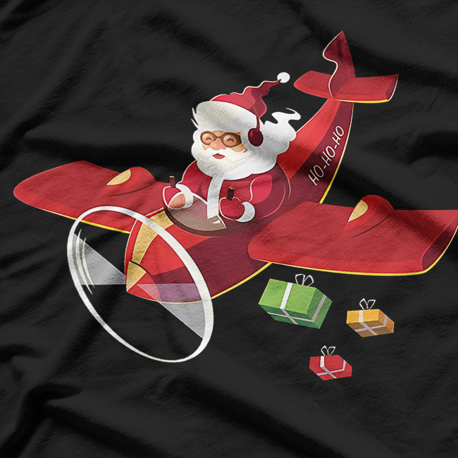Christmas Santa Pilot – Flying Airplane Holiday Design T-Shirt