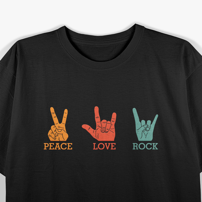 Classic Peace Love Rock Vintage Music Enthusiast T-Shirt