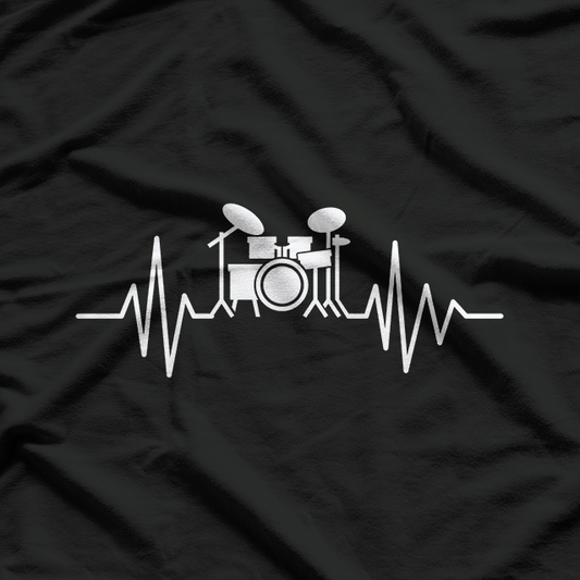 Drumming Drummer Drum Pulse, Funny Heart Beat Kit Set Cymbal Music T-Shirt