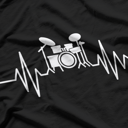 Drumming Drummer Drum Pulse, Funny Heart Beat Kit Set Cymbal Music T-Shirt