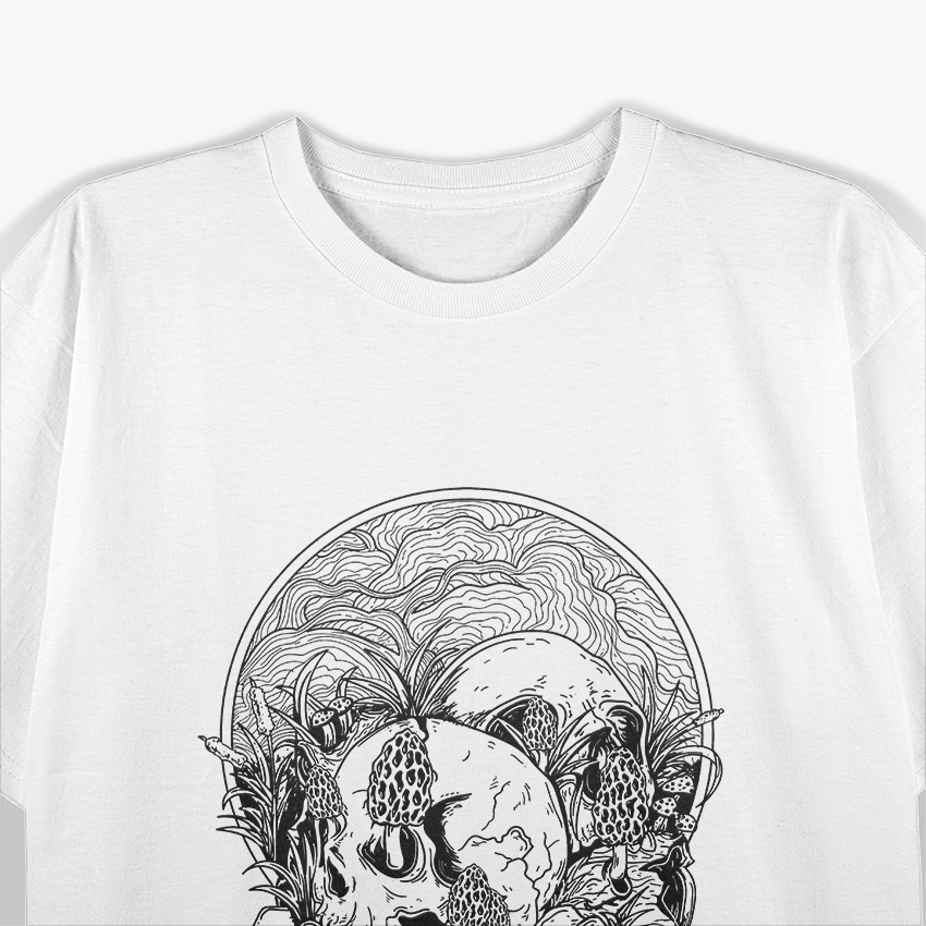Skull with Morel Mushrooms - Hunting & Mycology T-Shirt