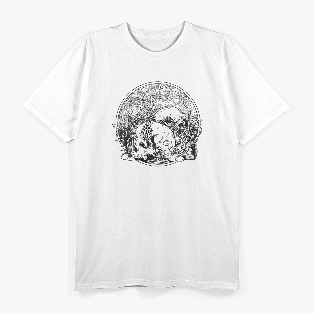 Skull with Morel Mushrooms - Hunting & Mycology T-Shirt