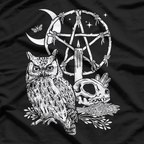 Wiccan Witch: Owl, Candle, Moon, Skull, Pentacle T-Shirt