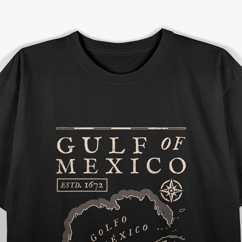 Gulf of Mexico 1672 Historic Map Nautical Ocean Adventure T-Shirt