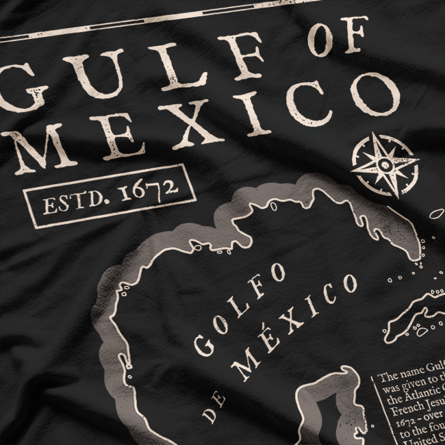 Gulf of Mexico 1672 Historic Map Nautical Ocean Adventure T-Shirt