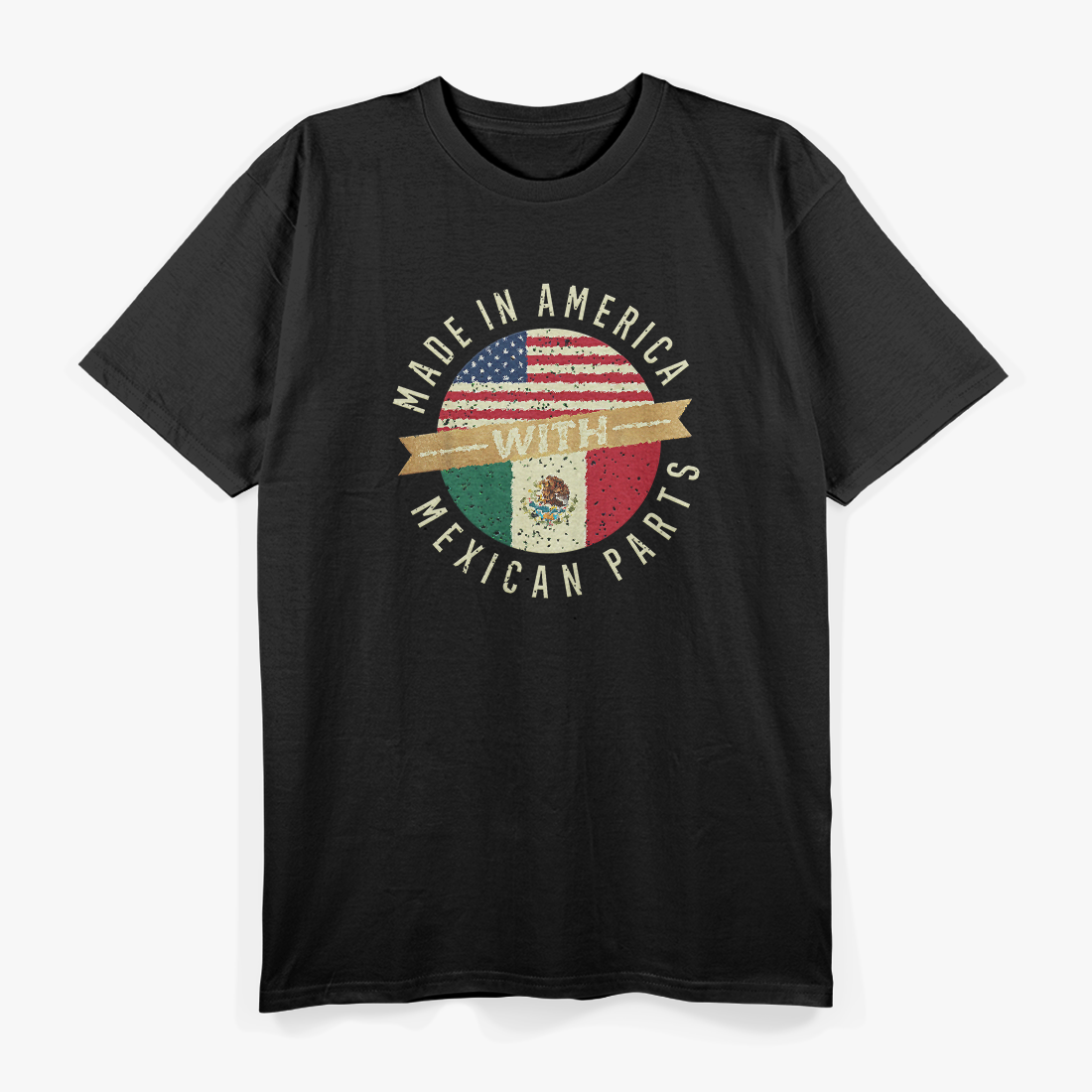 Made in America with Mexican Parts USA Mexico Flag T-Shirt