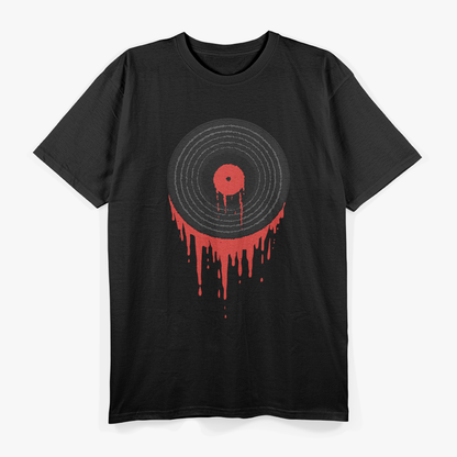 Melting Audio Record – A Retro Soundwave Fusion T-Shirt