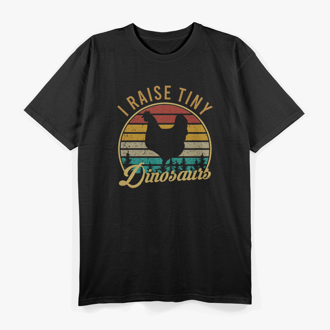 I Raise Tiny Dinosaurs Vintage Retro 70S Chicken Silhouette T-Shirt