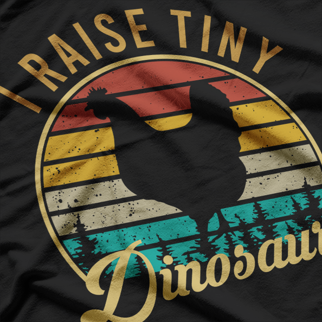 I Raise Tiny Dinosaurs Vintage Retro 70S Chicken Silhouette T-Shirt