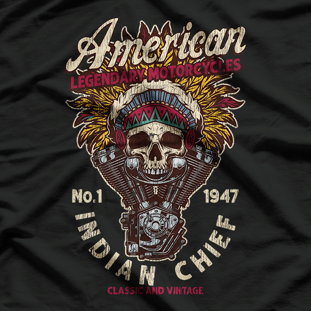Retro Vintage American Motorcycle Indian Native Heritage Ride T-Shirt