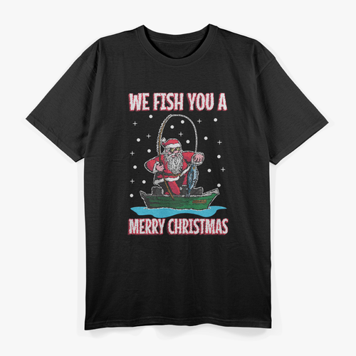 Christmas Fisherman Fishing Funny Santa Claus Holiday T-Shirt