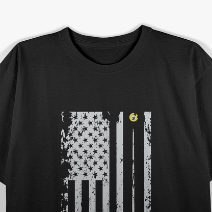 American Flag Billiard Pool Player Patriotic 8 Ball Game T-Shirt