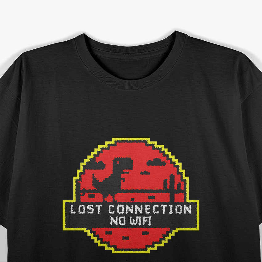 Lost Connection: No WiFi Dinosaur Pixel Art T-Shirt