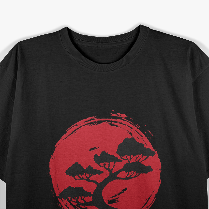 Bonsai Tree Japanese Zen Art Calligraphy Nature Aesthetic T-Shirt