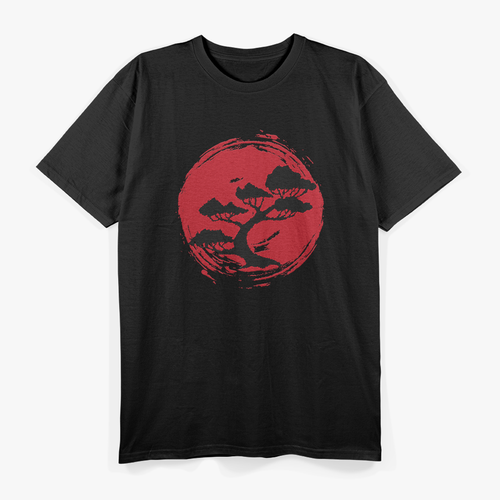 Bonsai Tree Japanese Zen Art Calligraphy Nature Aesthetic T-Shirt