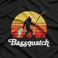 Bassquatch! Funny Bigfoot Fishing Retro T-Shirt