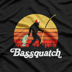 Bassquatch! Funny Bigfoot Fishing Retro T-Shirt