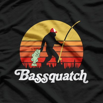 Bassquatch! Funny Bigfoot Fishing Retro T-Shirt