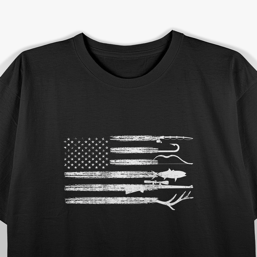 Hunting & Fishing USA Flag – Camo Nature Father Dad Gift T-Shirt