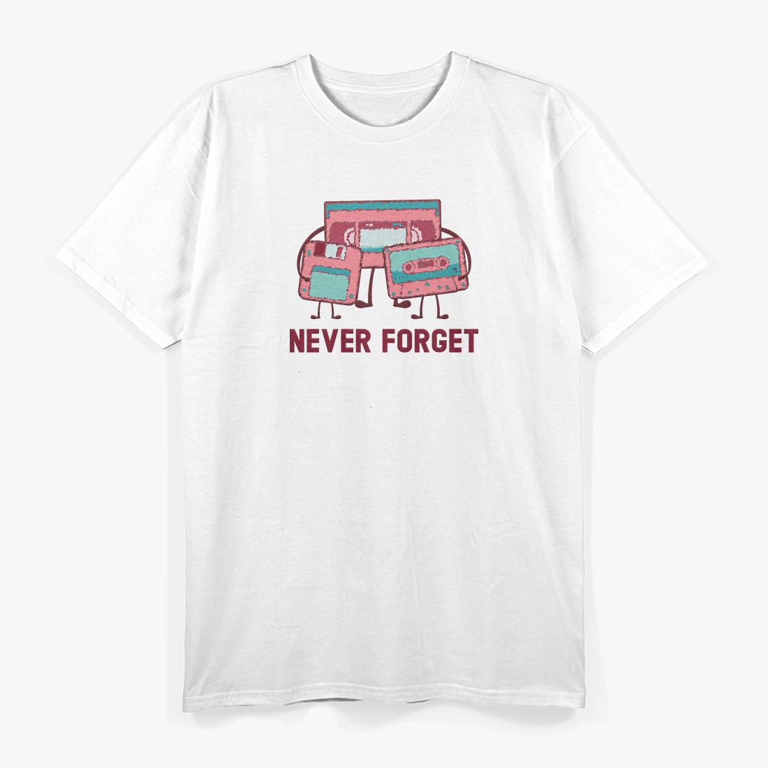 Never Forget Retro Floppy Disk Cassette Tape Vintage Tech T-Shirt