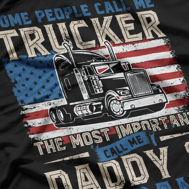 Truckk Driver, Truckker Daddy, Husband, US Flag T-Shirt