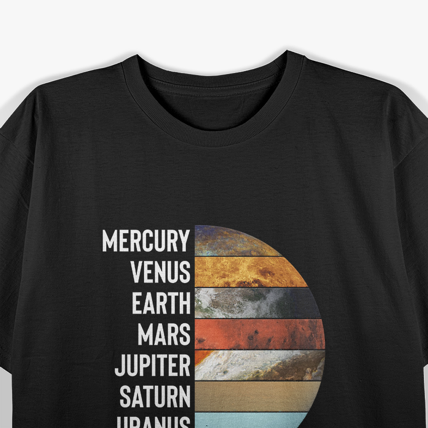 All Planet Names Solar System Science Space Astronomy Facts T-Shirt