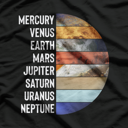 All Planet Names Solar System Science Space Astronomy Facts T-Shirt