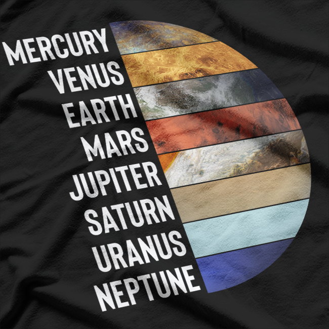 All Planet Names Solar System Science Space Astronomy Facts T-Shirt