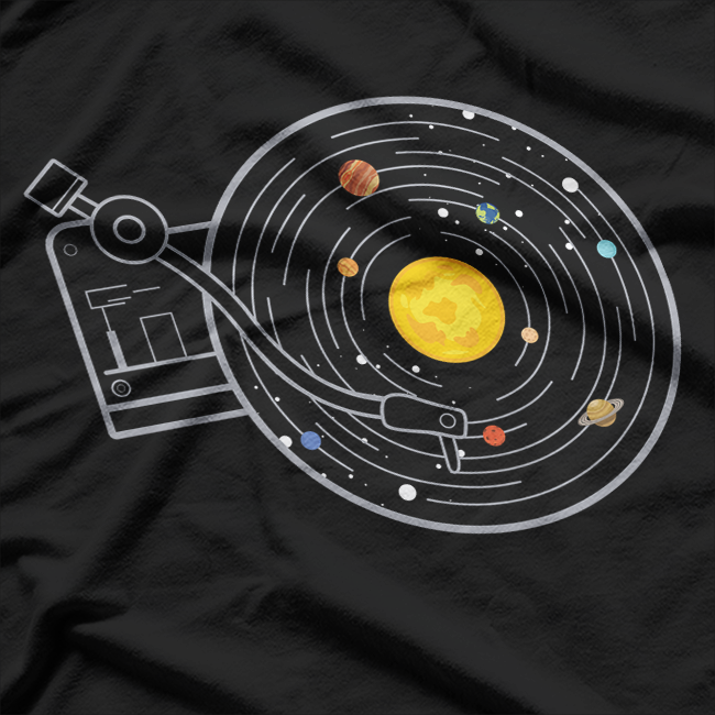 Vinyl Solar System Music and Space Enthusiast Retro Astronomy T-Shirt