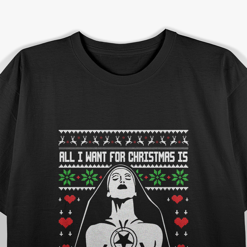 All I Want for Christmas Is a Naughty Nun Cat Funny Holiday T-Shirt