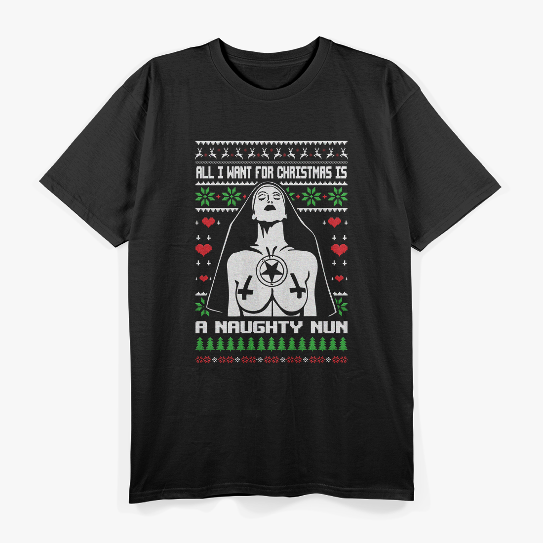 All I Want for Christmas Is a Naughty Nun Cat Funny Holiday T-Shirt