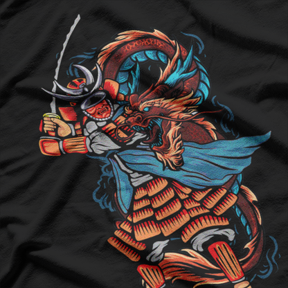 Japanese Samurai Warrior with Dragon: Legendary Bushido T-Shirt
